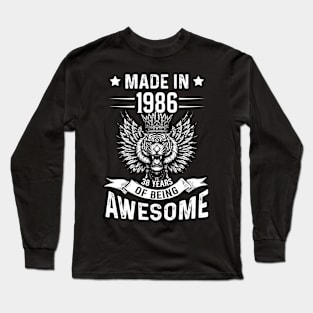 Made In 1986 38 Years Of Being Awesome Birthday Long Sleeve T-Shirt